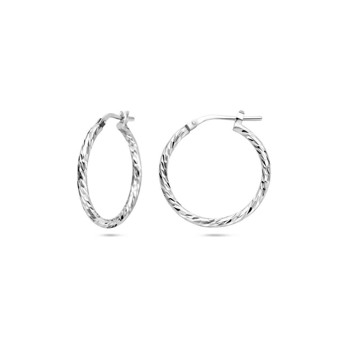 Zilveren Oorringen Gediamanteerd 2,0mm 25mm 1337980