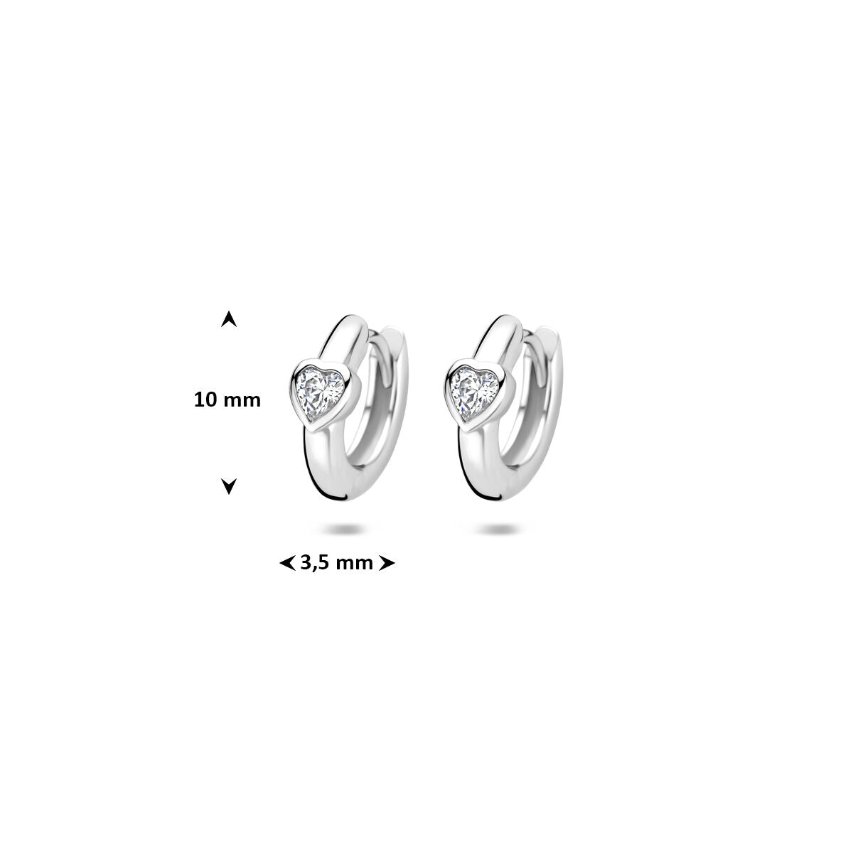 Zilveren Klapoorringen Hart Zirkonia 10 mm 1321828