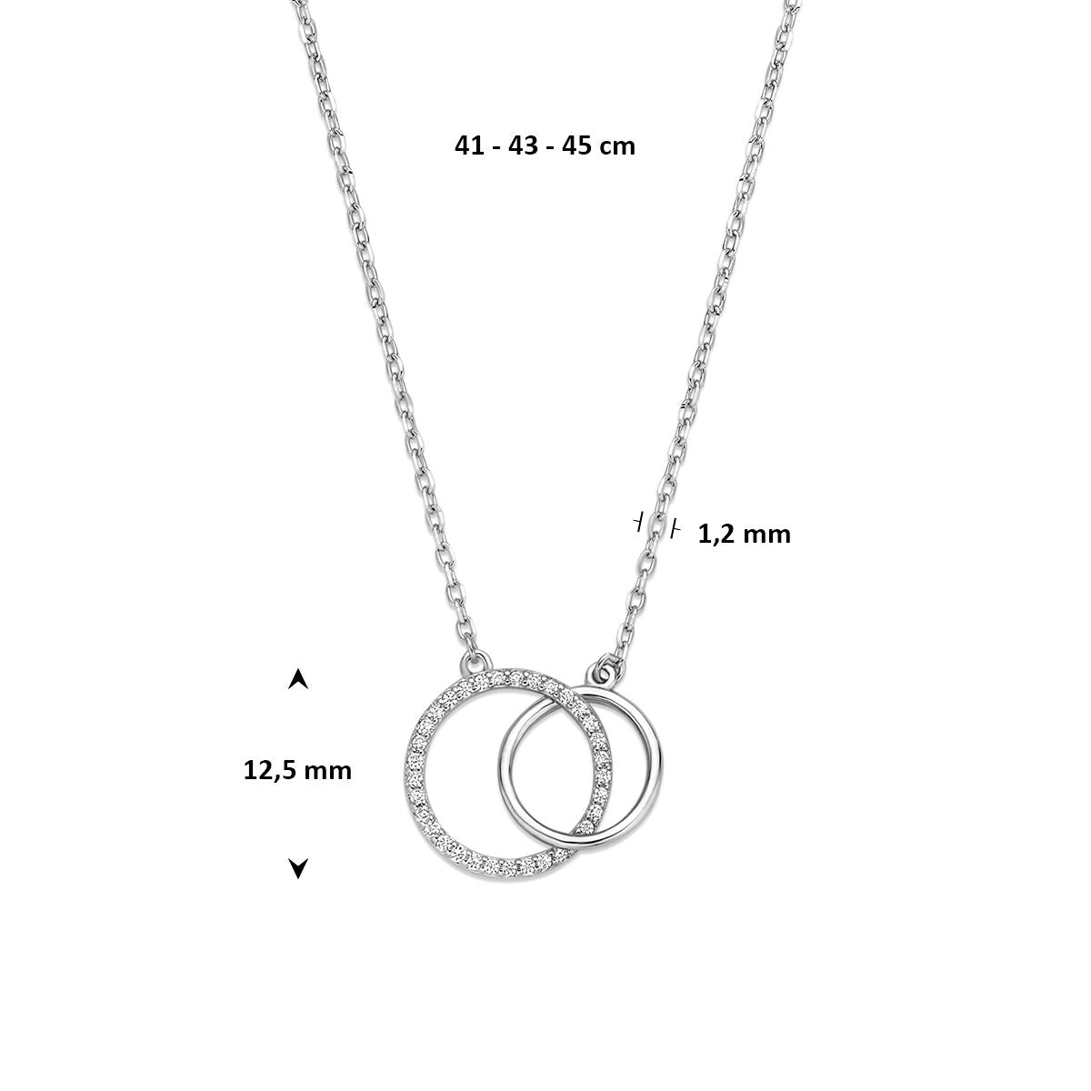 Zilveren Collier Zirkonia 41-43-45cm 1343109