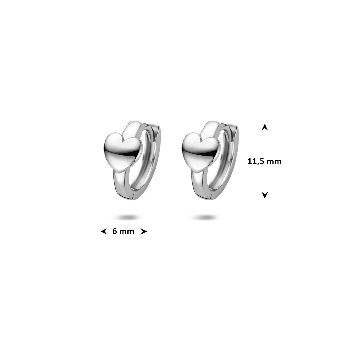 Zilveren Klapoorringen Hart 11,5 mm 1324683