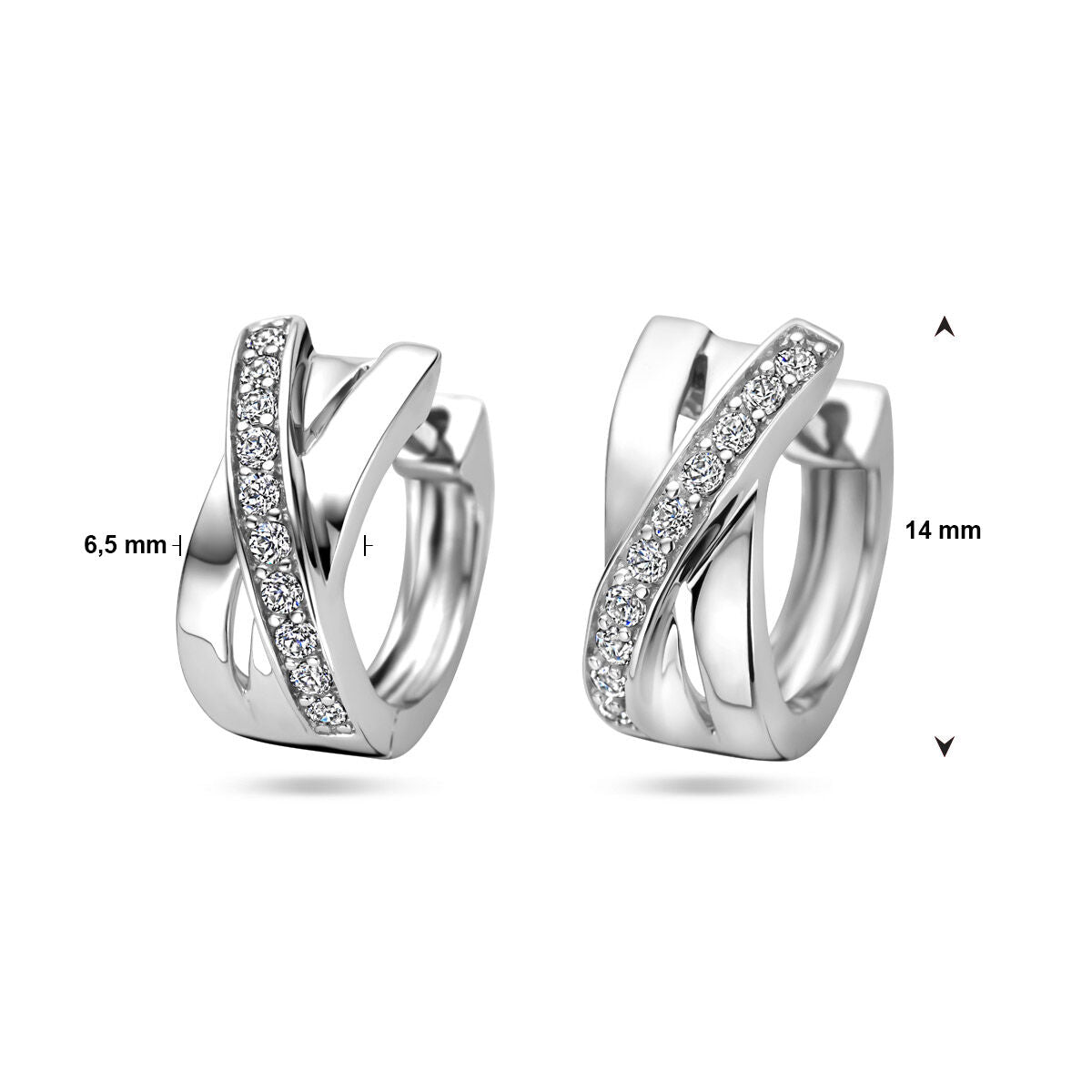 Zilveren Klapoorringen Zirkonia 14mm 1322202