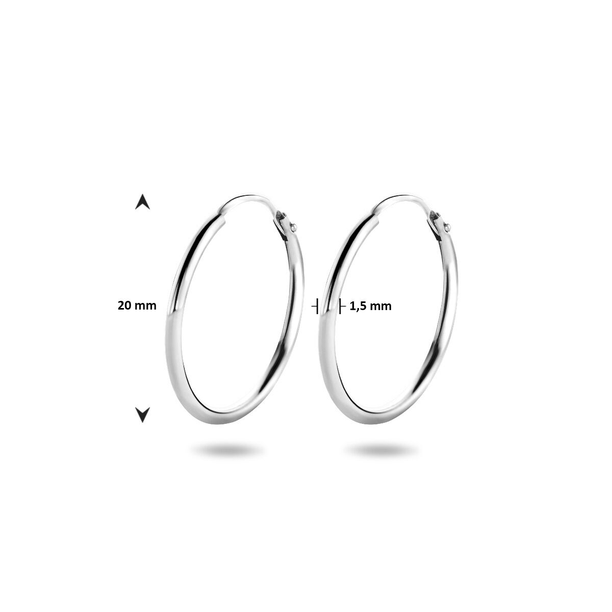 Zilveren Oorringen Ronde Buis 20mm 1322415