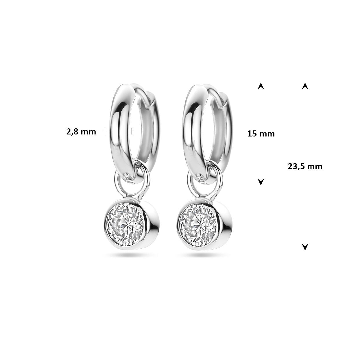 Zilveren Klapoorringen Zirkonia 15mm 1322204