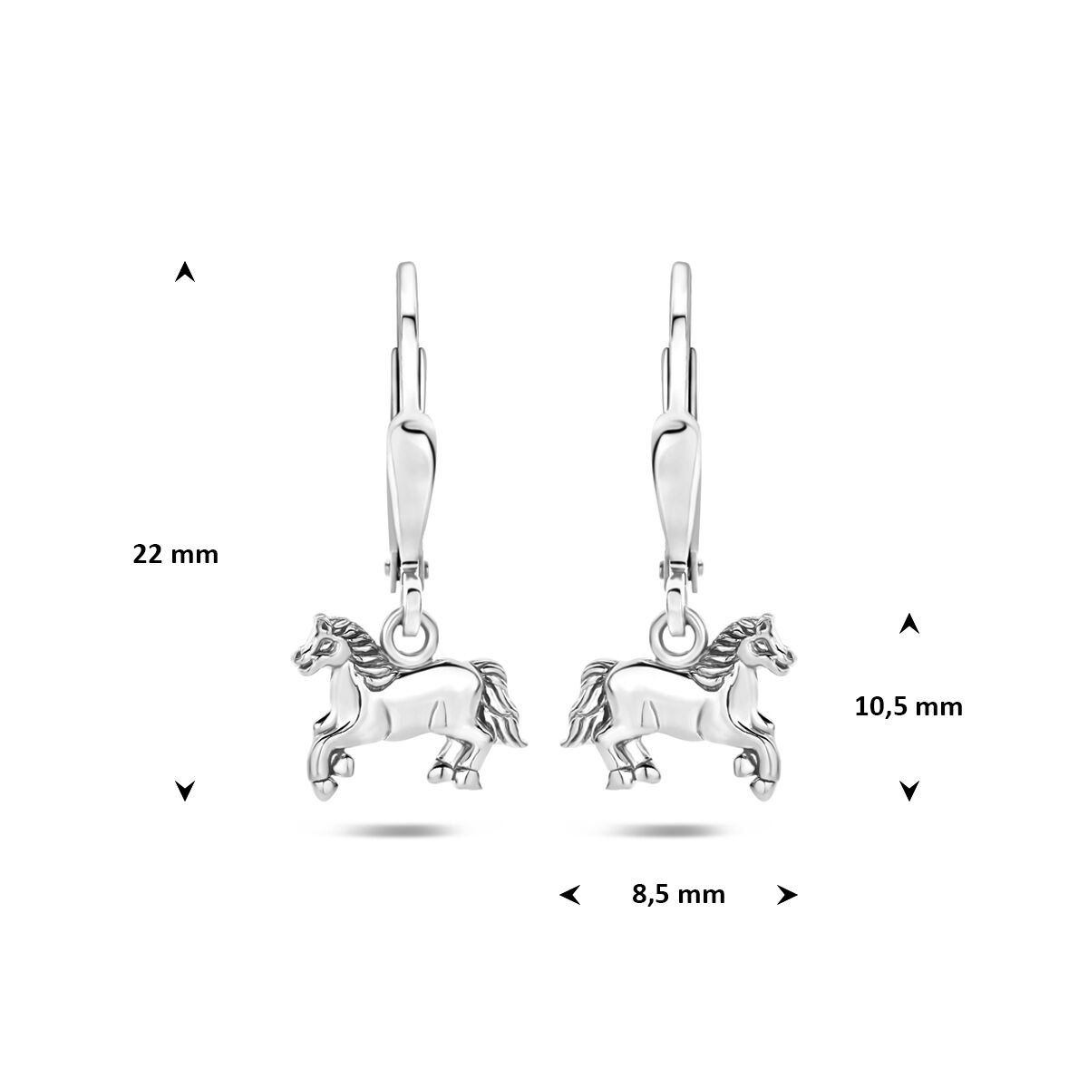 Zilveren Oorhangers Paard Brisur Haak 22 mm 1321821