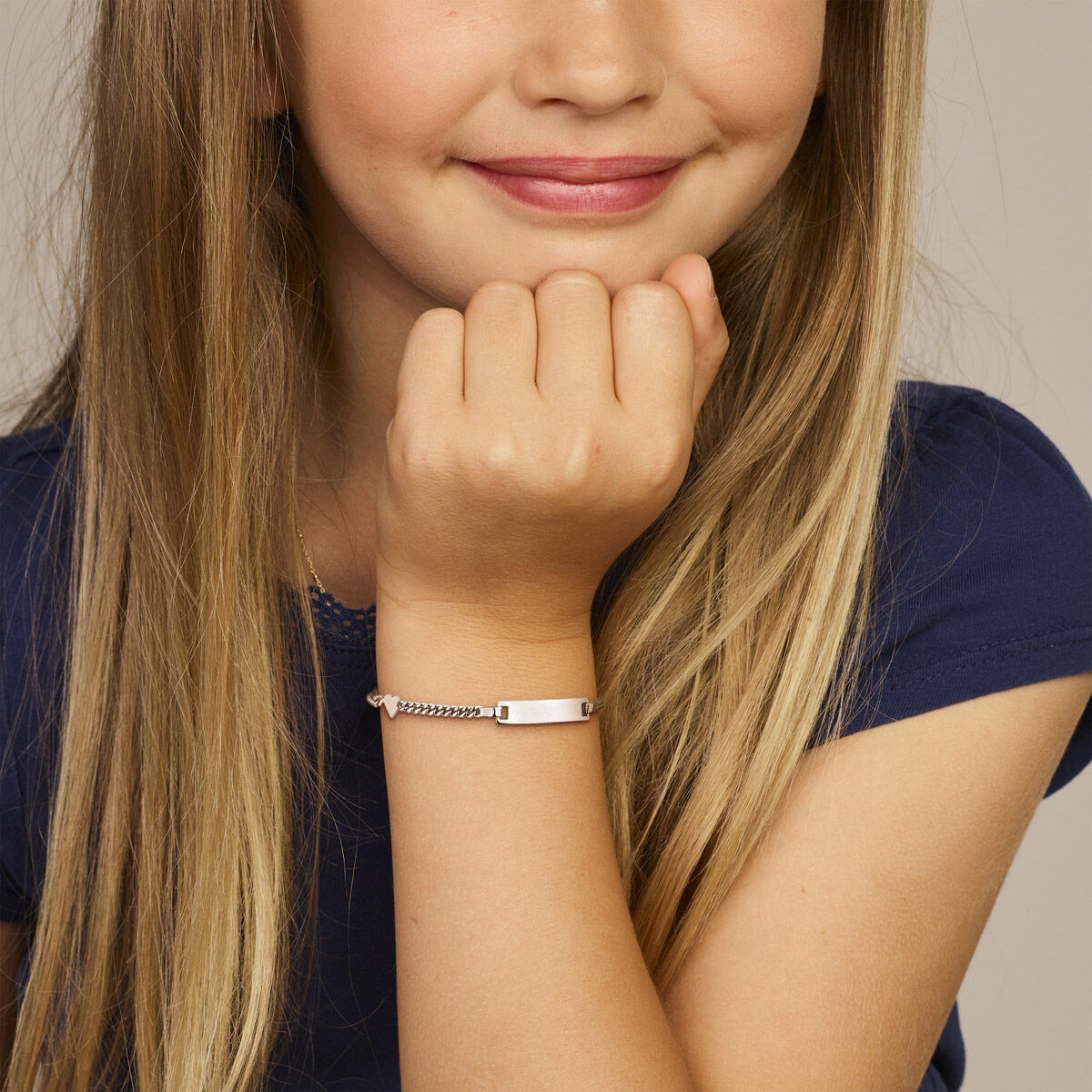 Zilveren Graveerarmband Gourmette 4 Zijdes Geslepen Plaat 4,2 mm 1327371