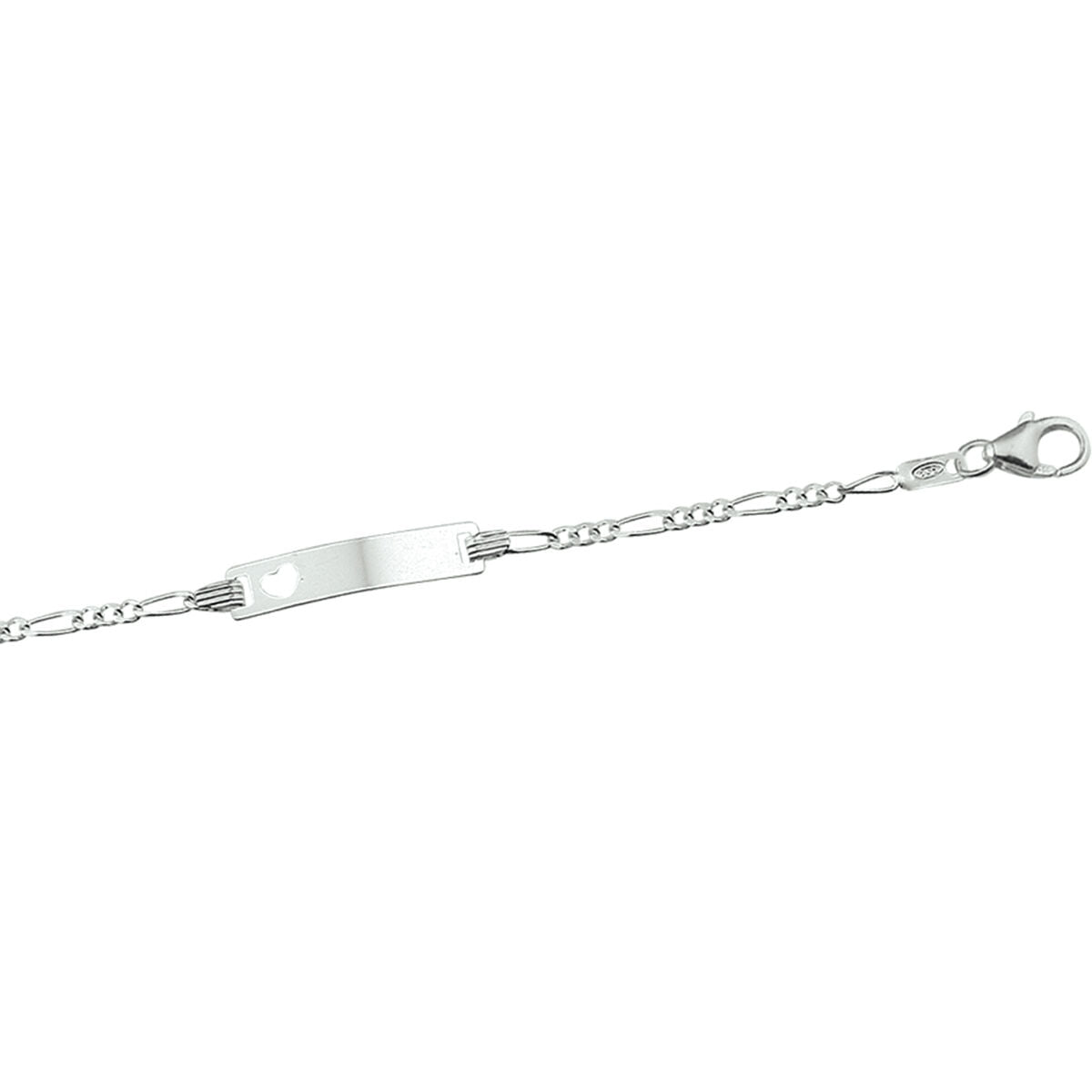 Zilveren Graveerarmband Hart Figaro Plaat 4,2 mm 9 - 11 cm 1327365