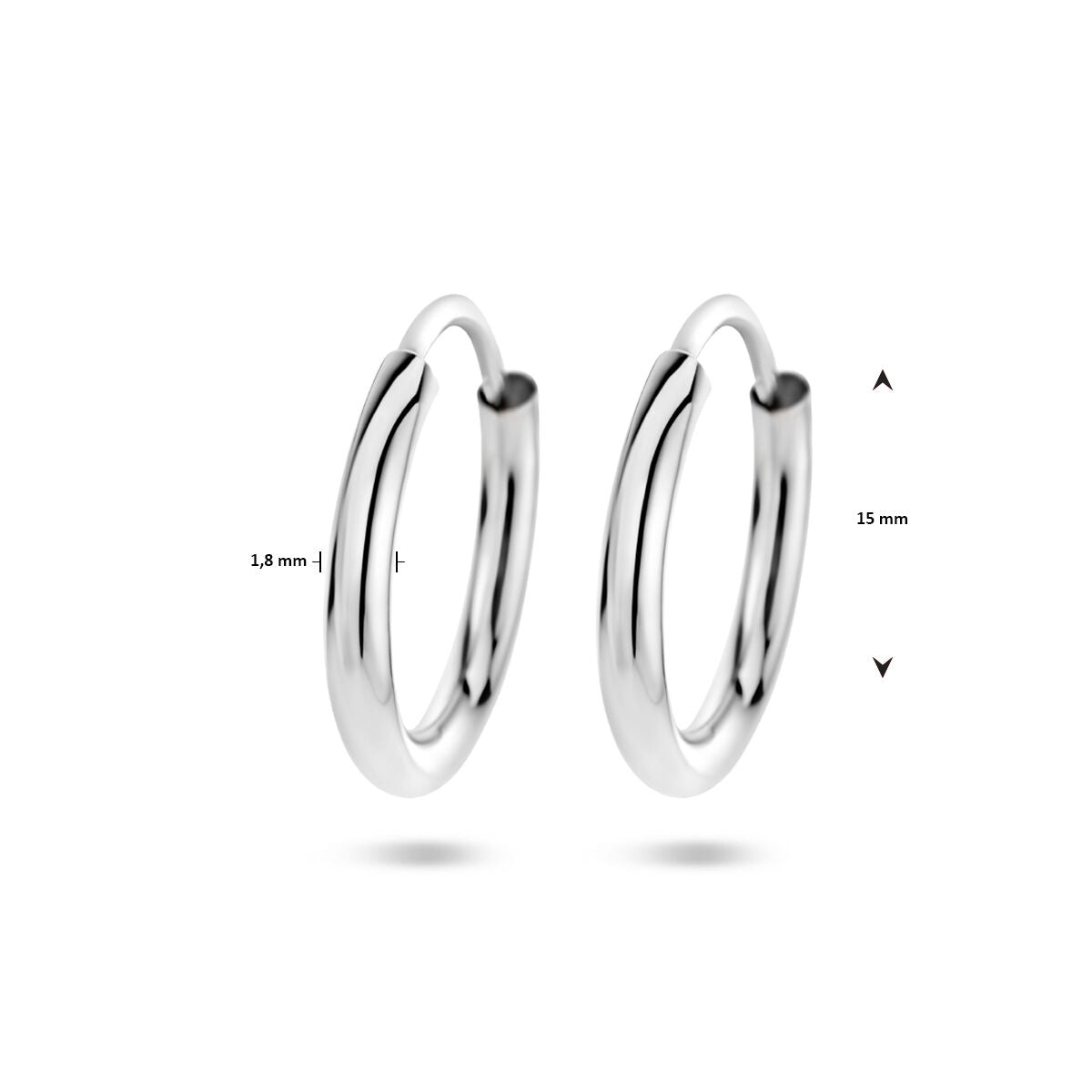 Zilveren Oorringen Ronde Buis 14mm 1322134