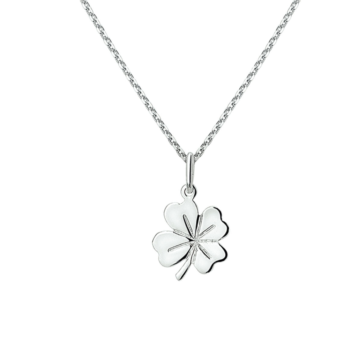 Zilveren Collier Hanger Klavertje 41+4cm 1322057