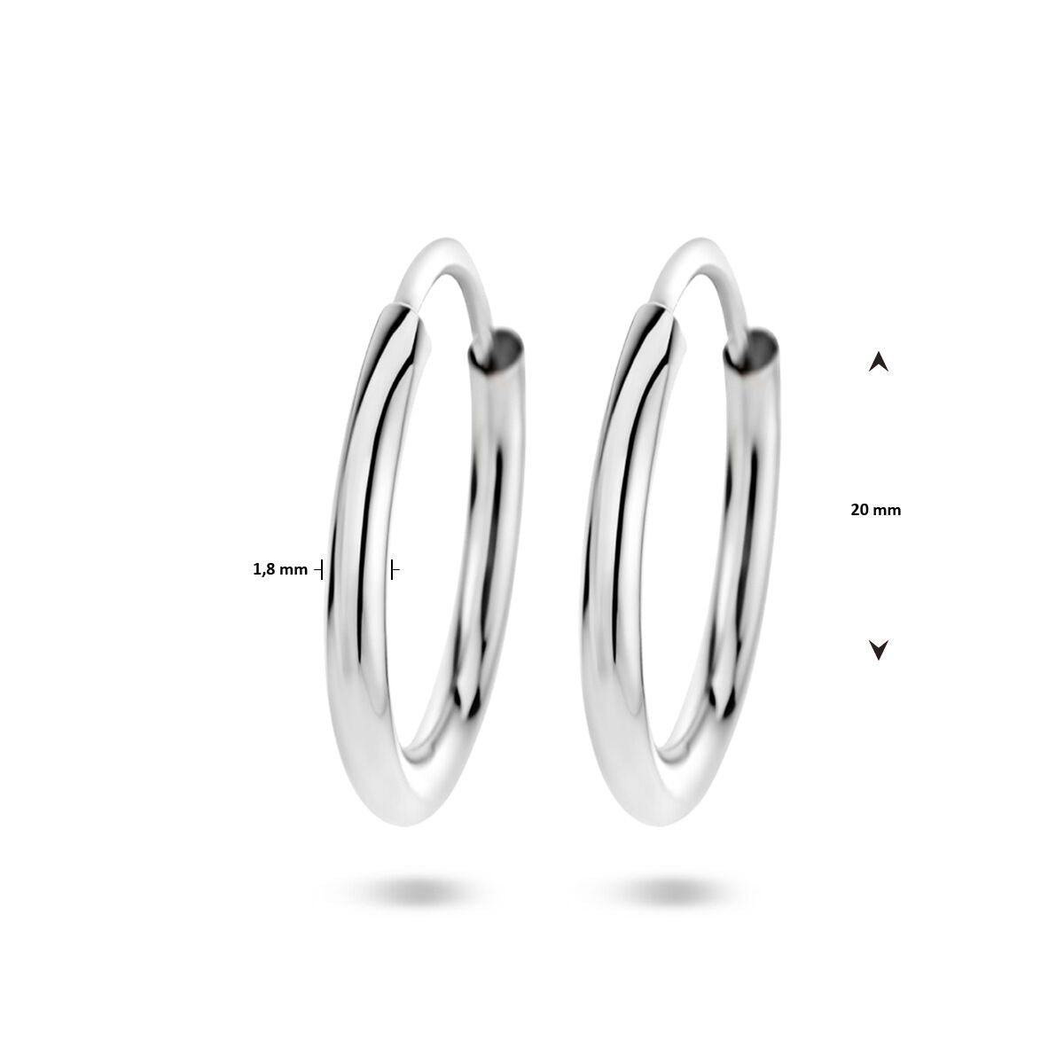 Zilveren Oorringen 1,8mm Ronde Buis 20mm 1335687