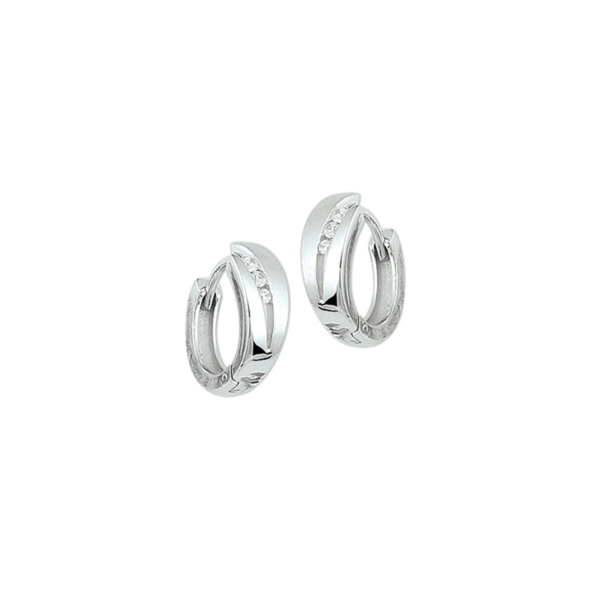 Zilveren Klapoorringen Zirkonia Poli/Mat 14,5mm 1322201
