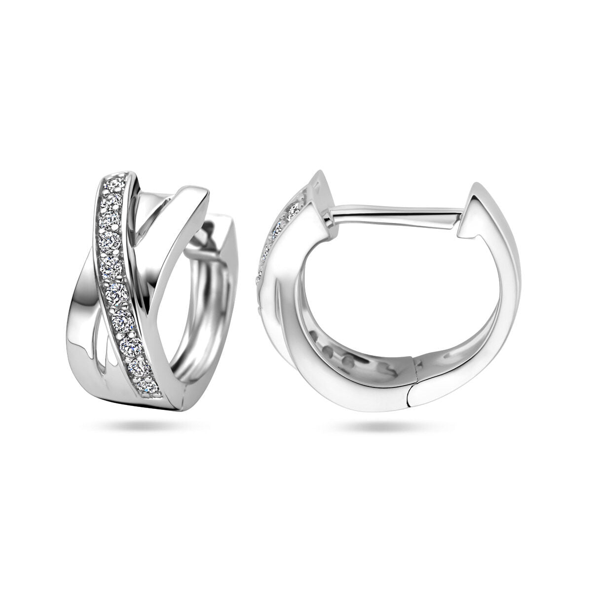 Zilveren Klapoorringen Zirkonia 14mm 1322202