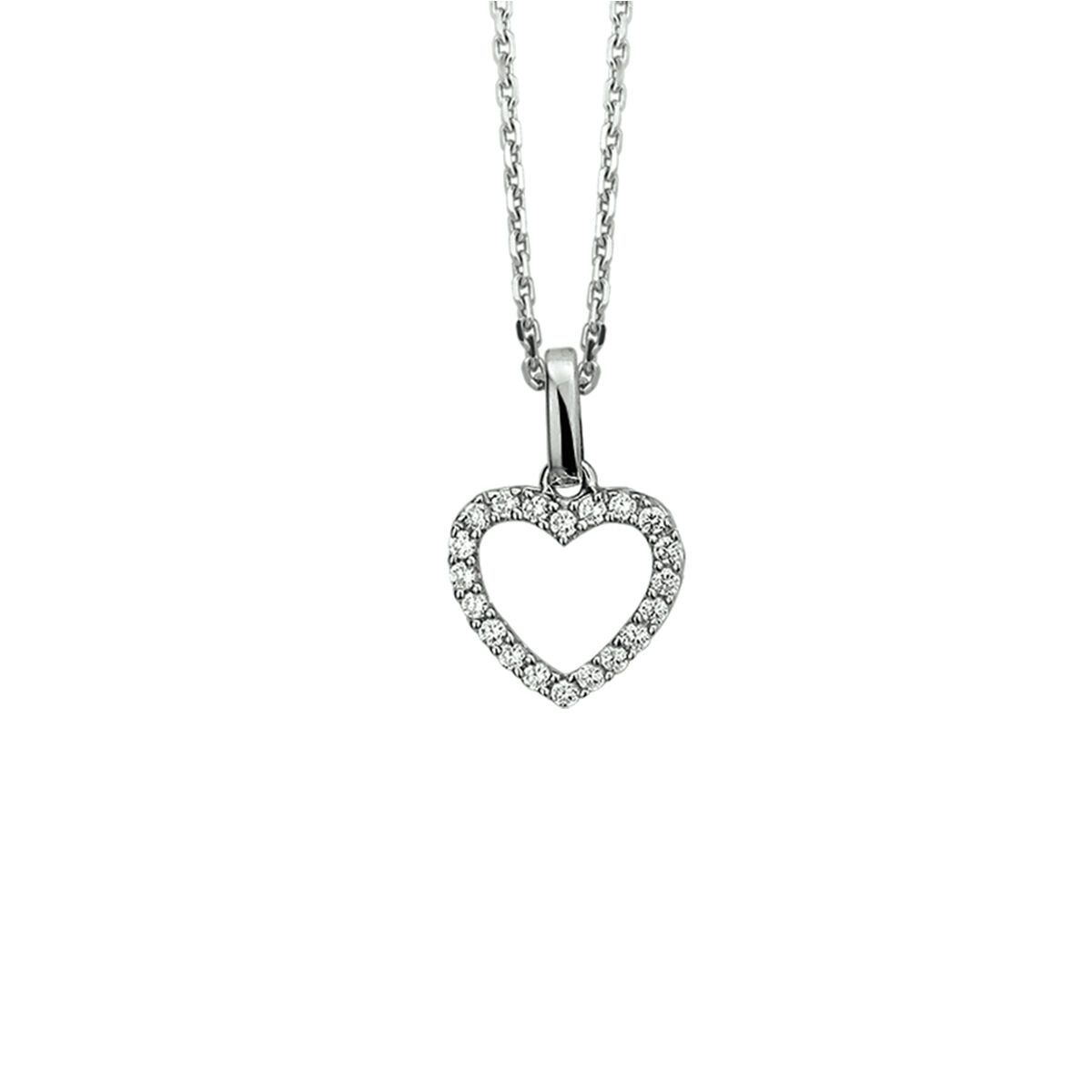 Zilveren Collier Hart Zirkonia 41+4cm 1322501