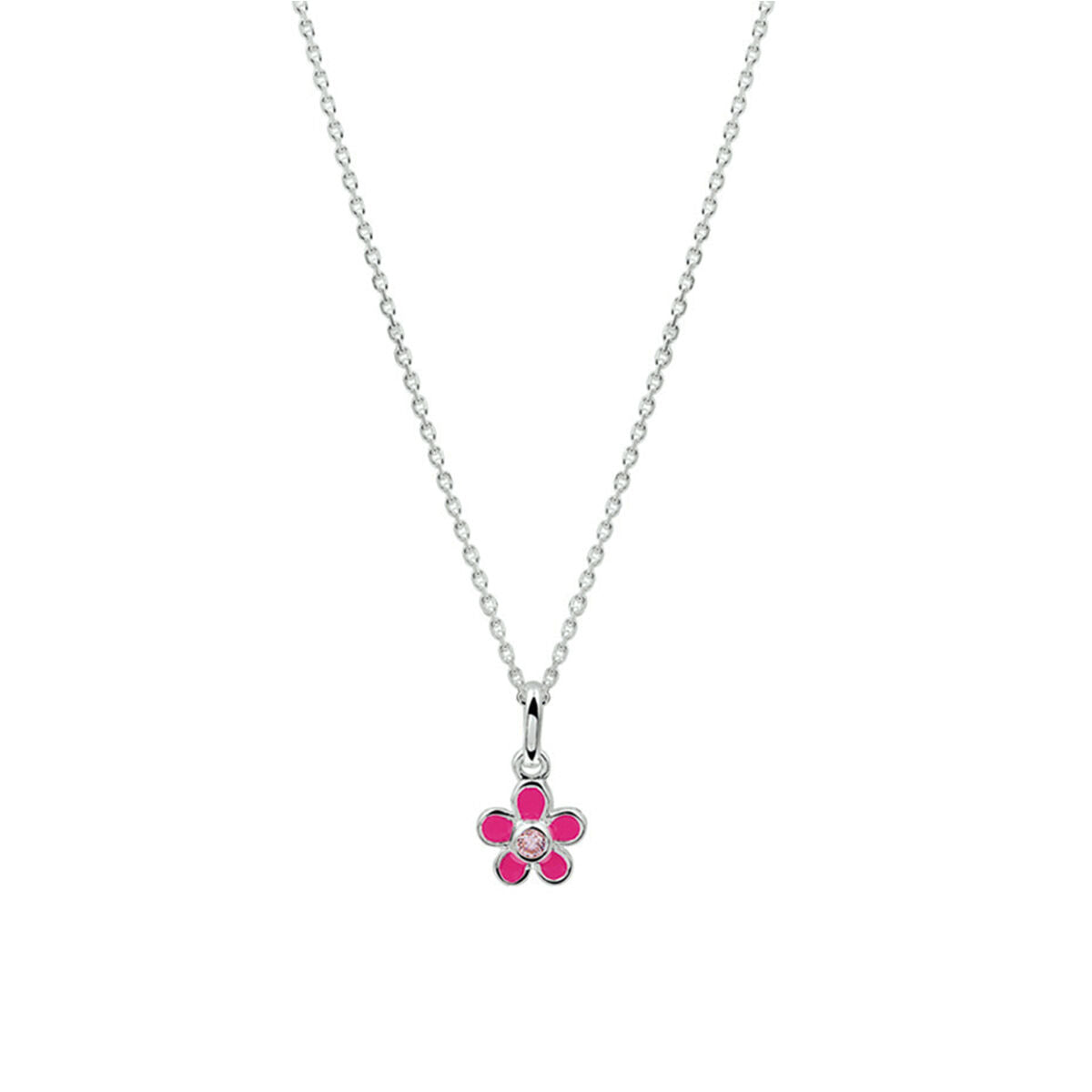 Zilveren Collier Bloem Zirkonia Emaille 36 + 4 cm 1324630