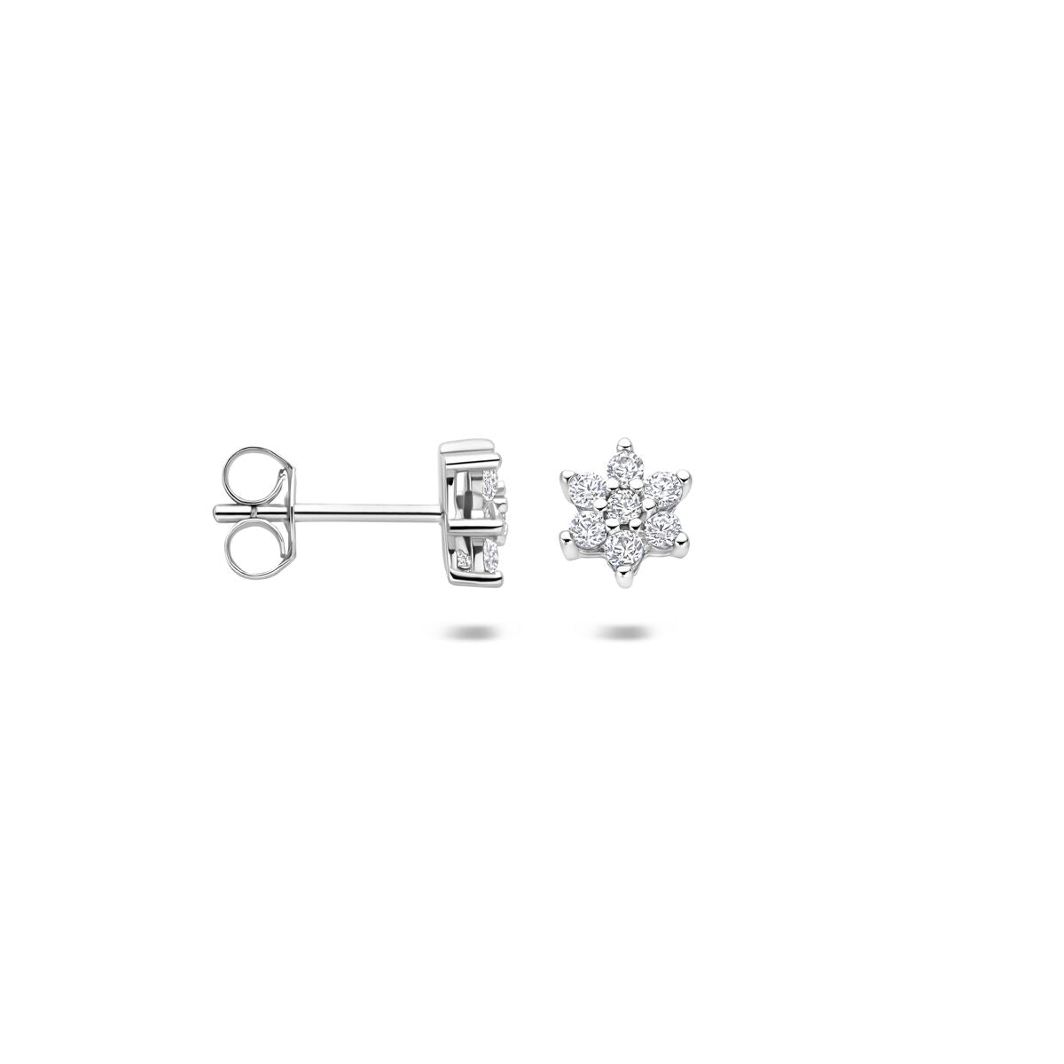 Zilveren Oorknoppen Ster Zirkonia Halo 6mm 1322016