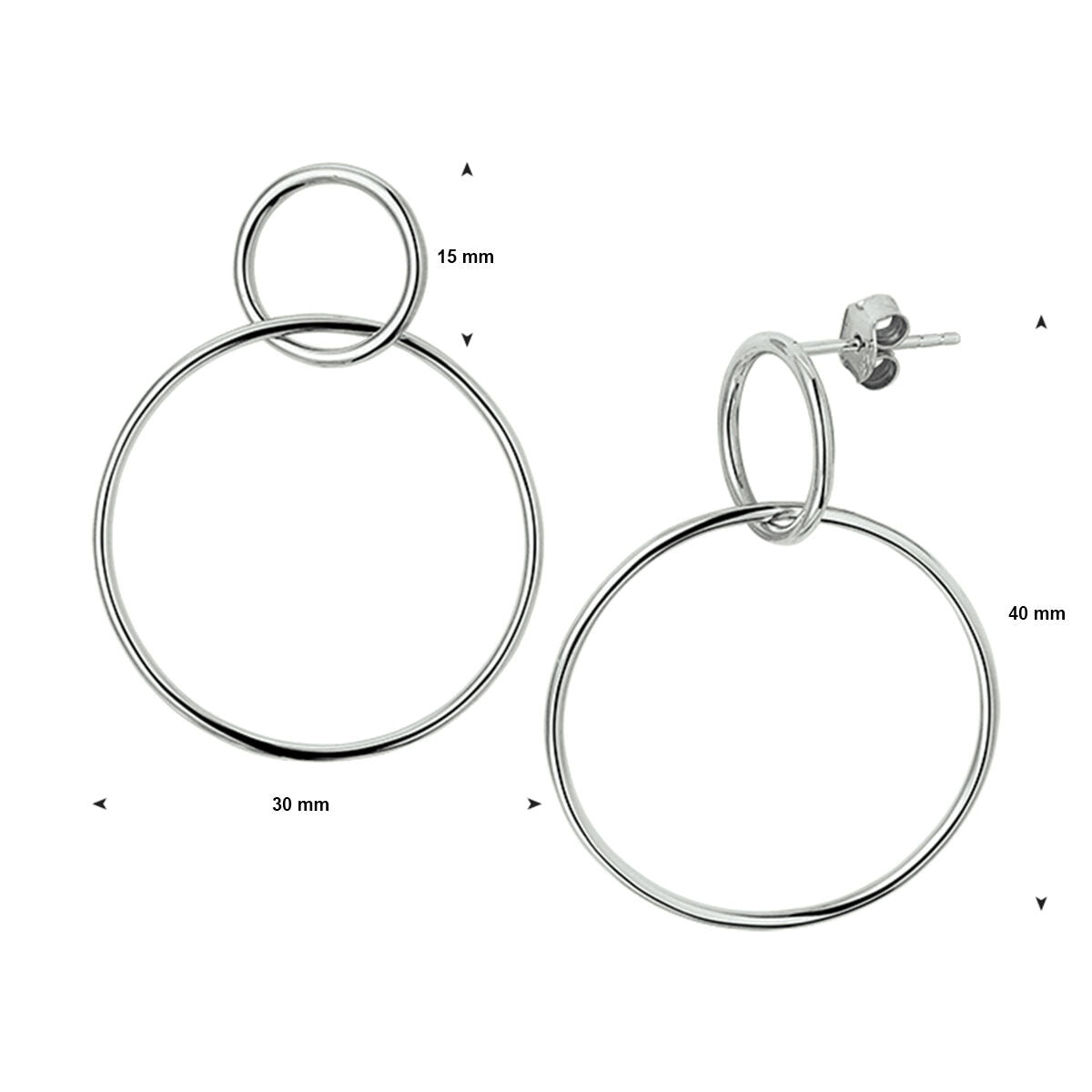 Zilveren Oorhangers Rondjes 40mm 1329150