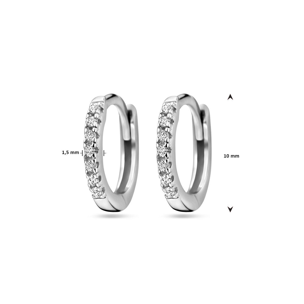 Zilveren Klapoorringen Zirkonia 10 mm 1340414