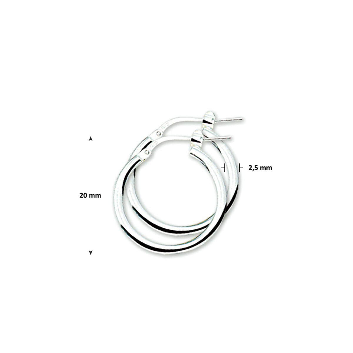 Zilveren Oorringen Ronde Buis 20mm 1322185