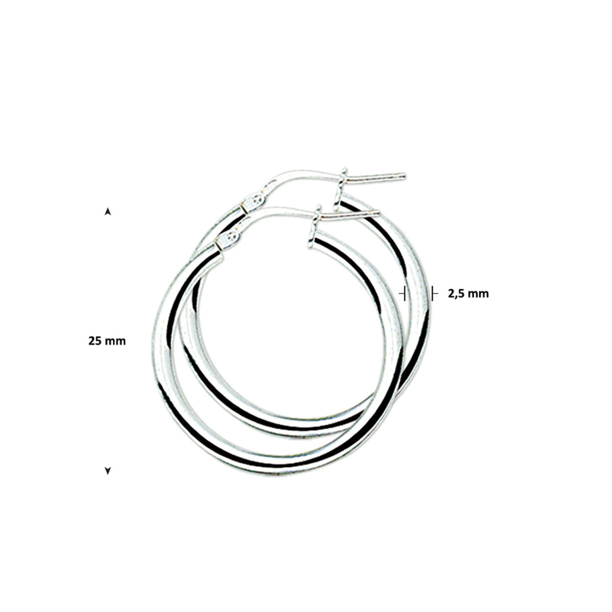 Zilveren Oorringen Ronde Buis 25mm 1322186