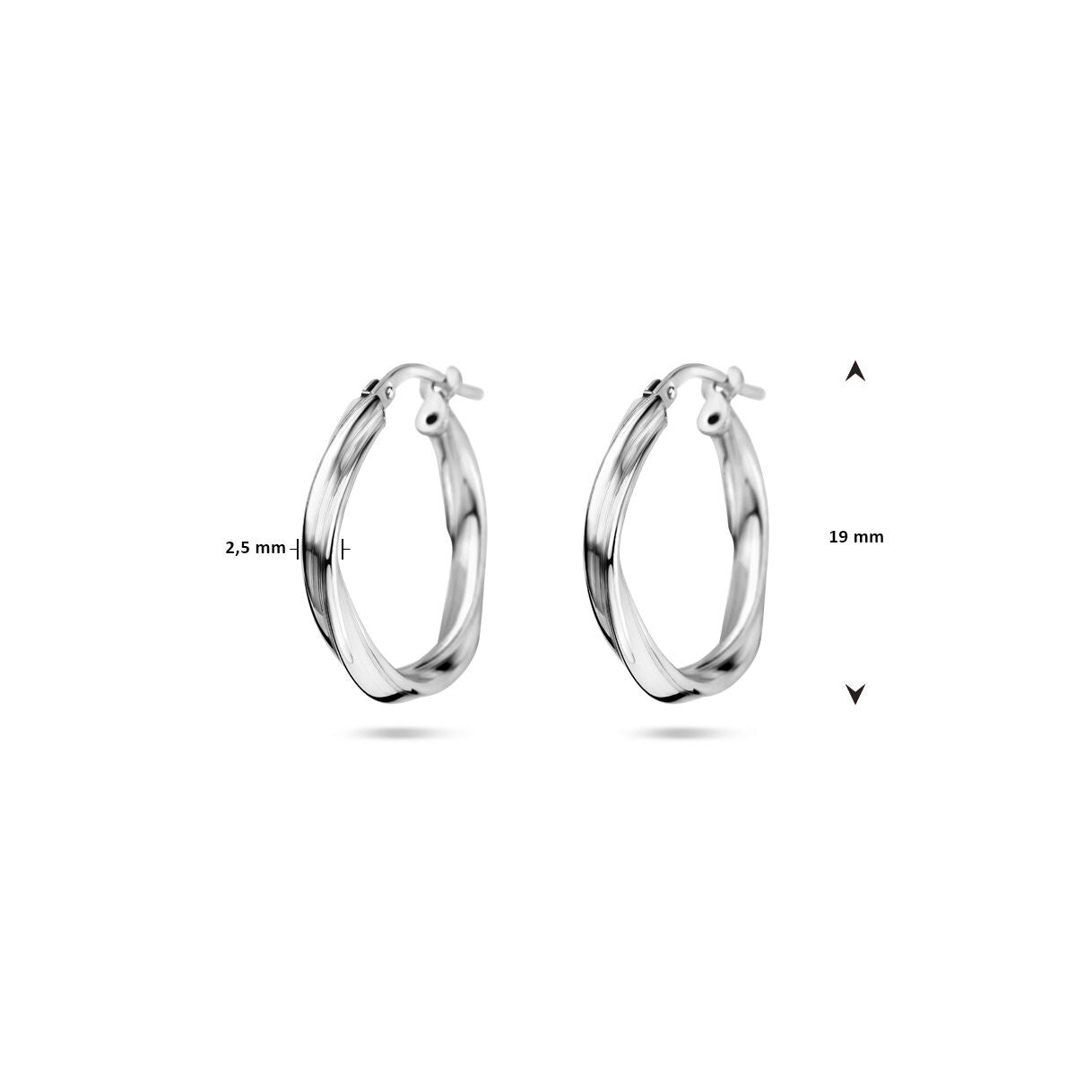 Zilveren Oorringen Gedraaid 2,0mm 19mm 1337959