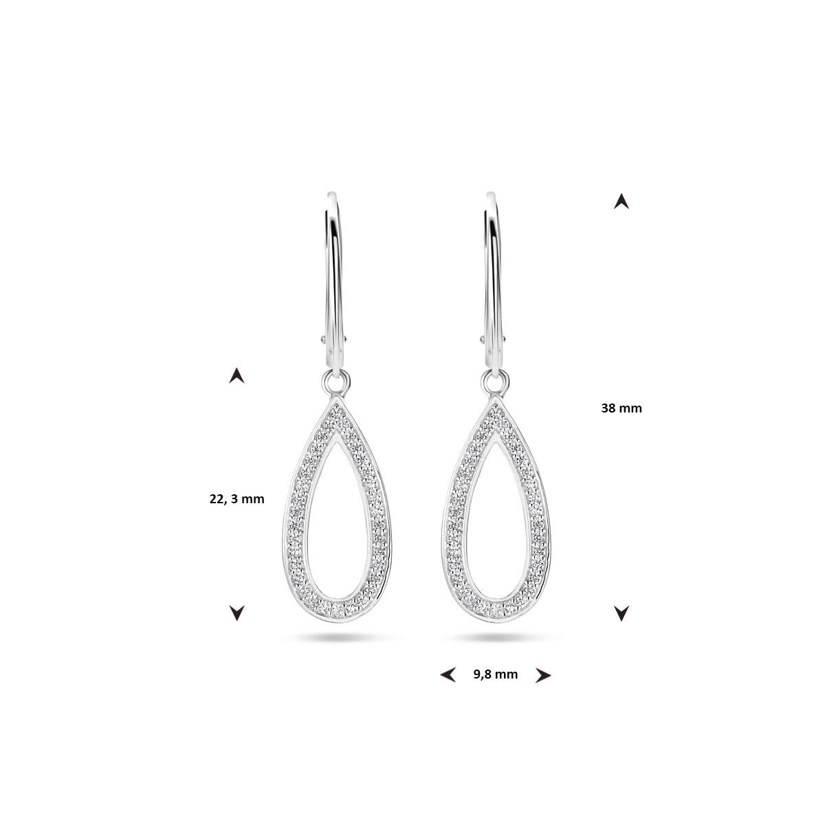 Zilveren Oorhangers Zirkonia Brisur Haak 38mm 1327087
