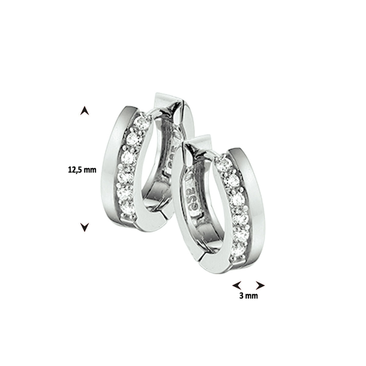 Zilveren Klapoorringen Zirkonia 12,5mm 1322195