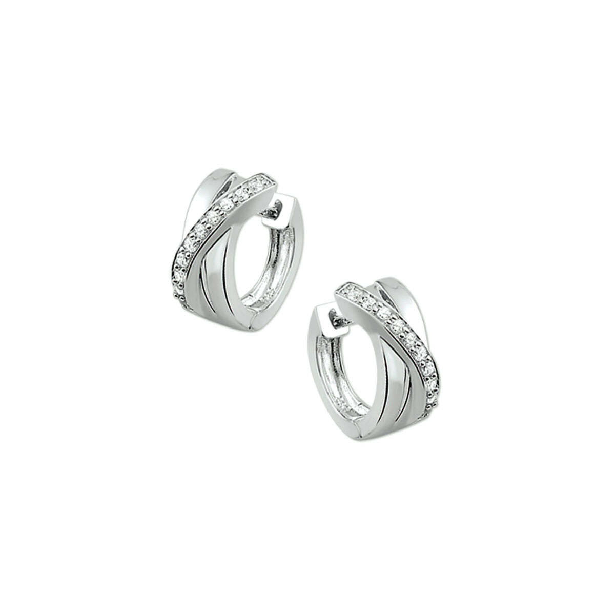 Zilveren Klapoorringen Zirkonia 14mm 1322202