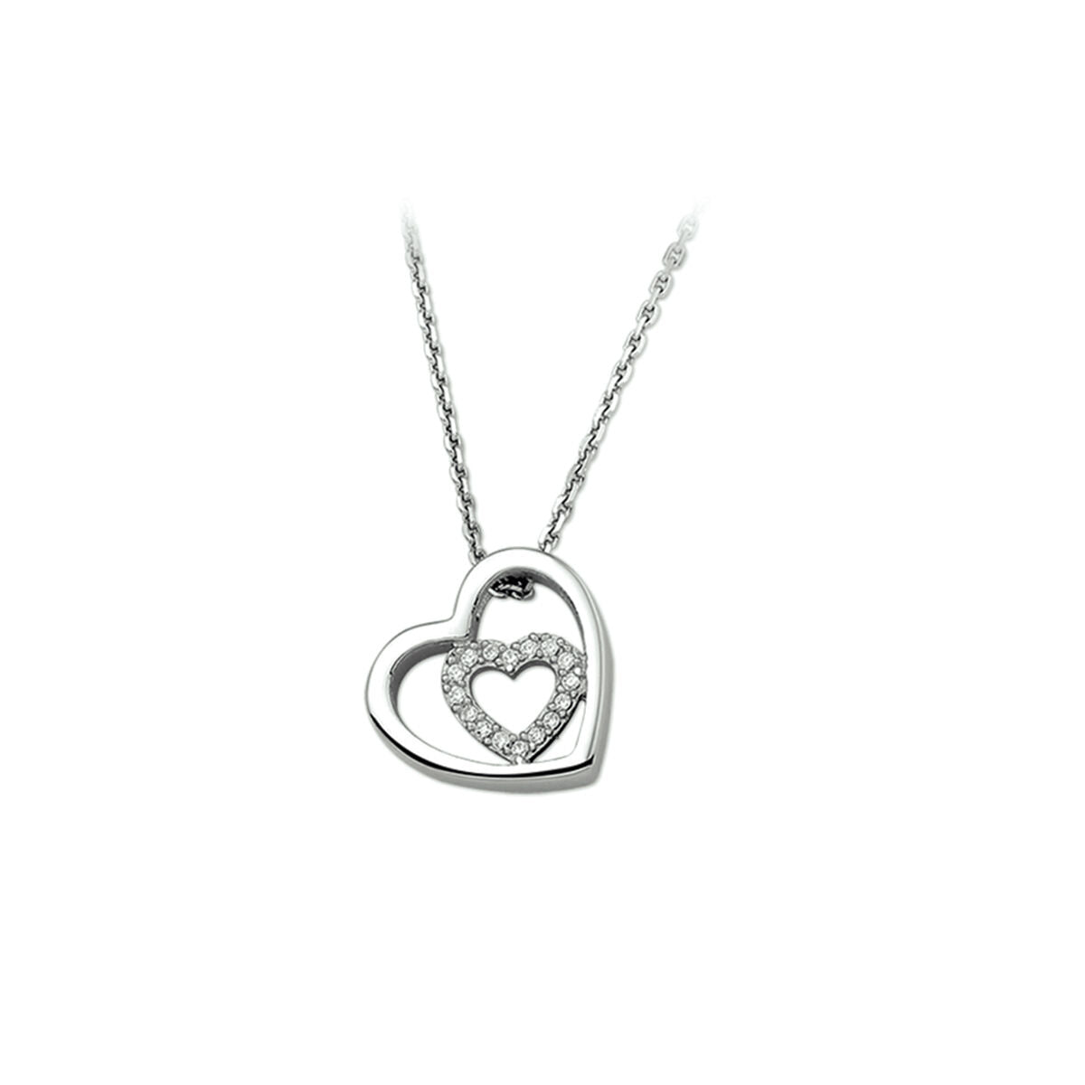 Zilveren Collier Hart Zirkonia 1,3mm 41+4cm 1322180