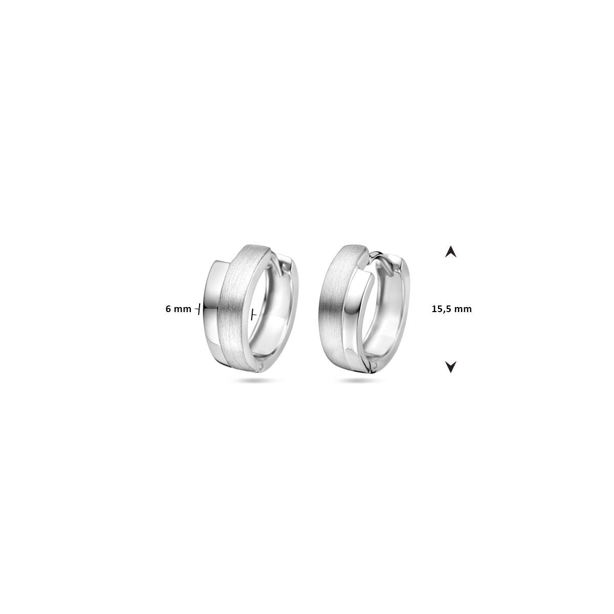 Zilveren Klapoorringen Poli/Mat 6mm 15,5mm 1322174
