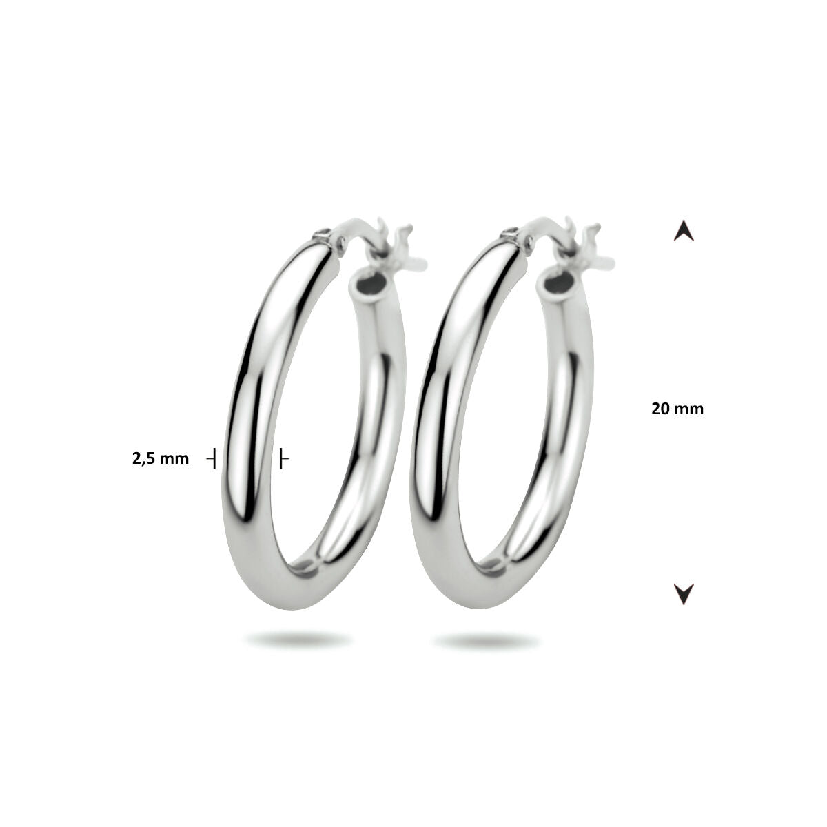 Zilveren Oorringen Ronde Buis 20mm 1322185
