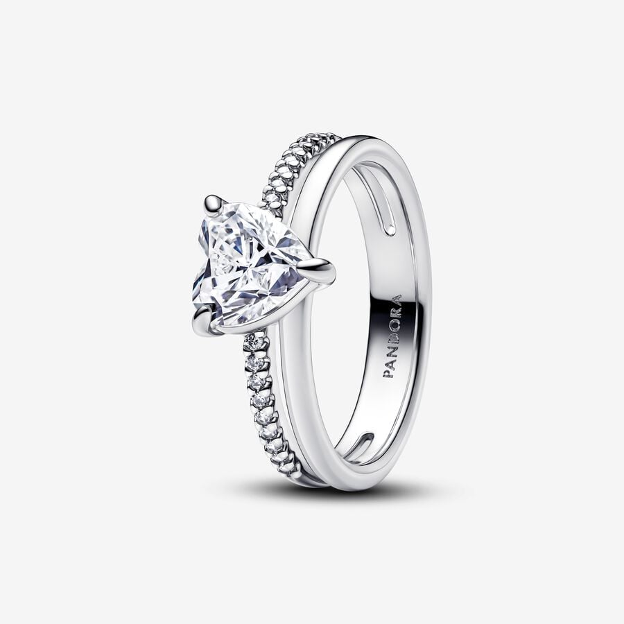 Pandora Dubbele Band Ring Met Hart 193100C01 - 52