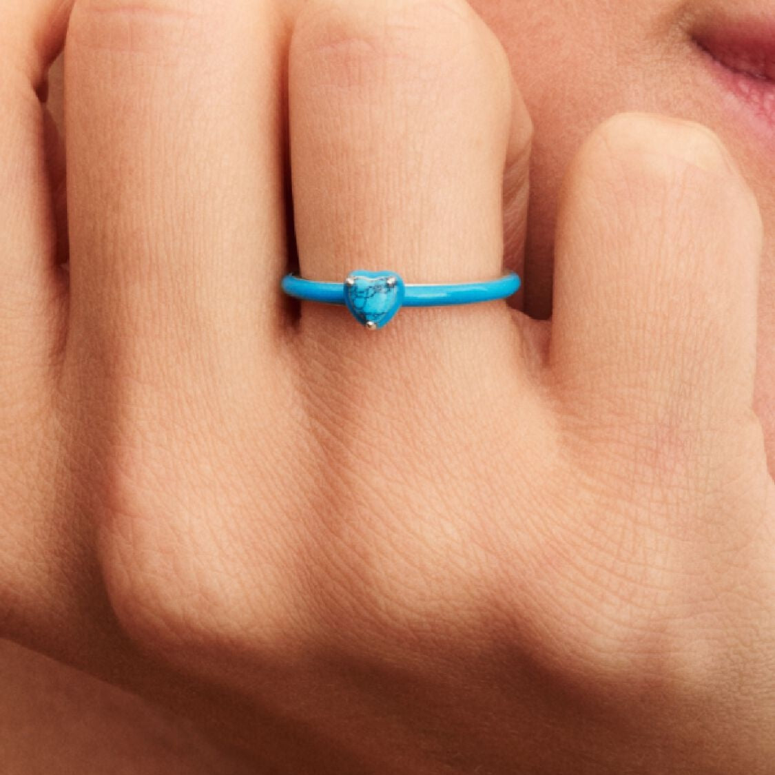 Pandora Turquoise Hartsteen Ring 193828C01 - 54 - Juwelier van Dam